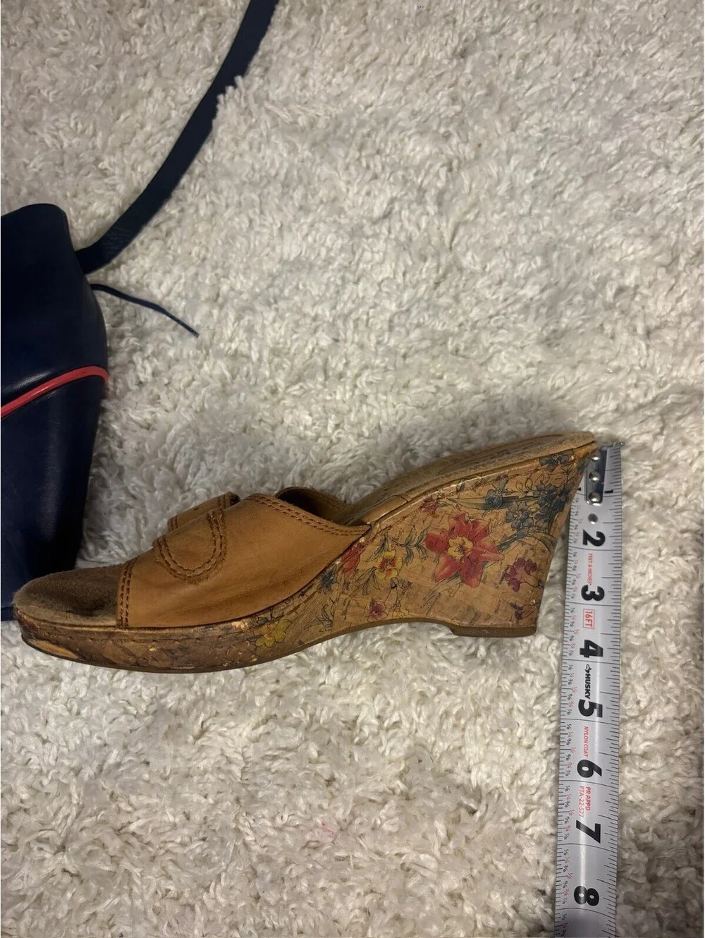 b.o.c. by Born Tan Floral Cork Wedge Slide Sandals Size 8 Boho Vacation Y2K